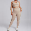 European and american nude feel plus size yoga outfit set - women's premium tight-fitting activewear two-piece set with pockets for fitness