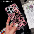 New pink and black leopard print phone case for apple 16 pro max, anti-drop iphone 17 fashionable trendy protective cover