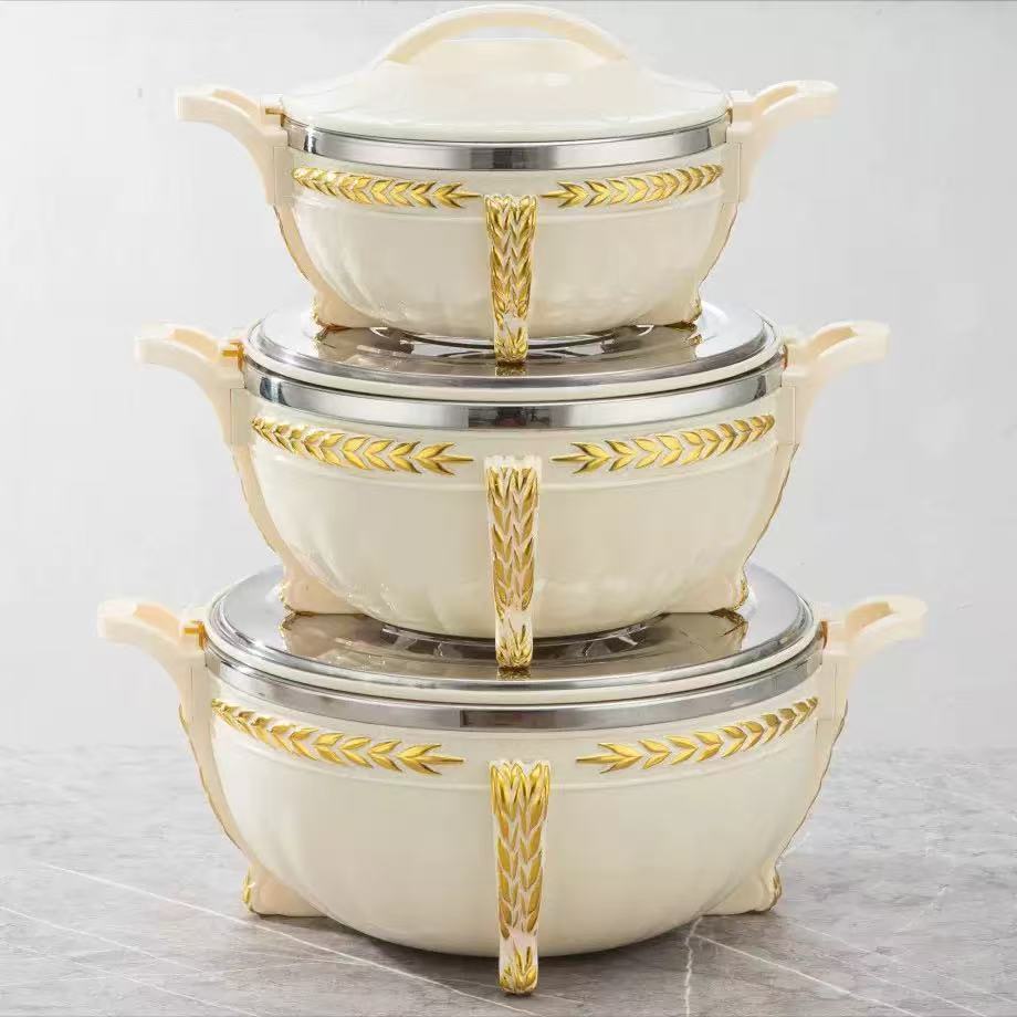 Export3pcs golden bell insulation box 3l-7l-10l large capacity export insulation tableware food warmer