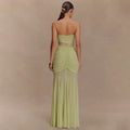 European and american cross-border  summer new sleeveless bandeau maxi dress - sexy, spicy, ruched, cutout, slim-fit women's dress