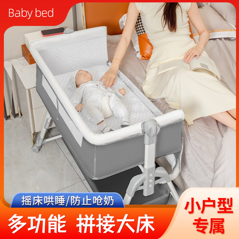 Baby crib baby rocking bed patchwork large bed kids multifunctional foldable adjustable bb newborn toddler cradle bed