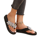 Factory direct, plus-size wedge heel platform sandals for women, featuring acrylic, iridescent crystal flower embellishments, and subtle floral accents. hot-selling and trending!