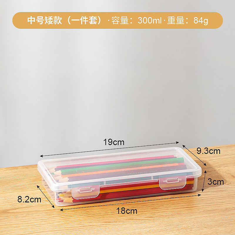 Multifunctional desk storage box Transparent desktop marker Stationery storage box Pencil plastic storage box with lid
