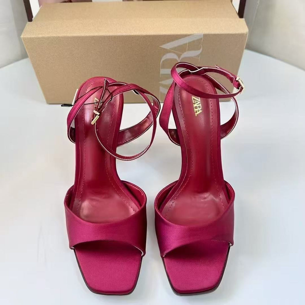 Za's 2025 new women's shoes: low-heel elegant socialite heels, stiletto high heels, peep-toe open back strappy pumps