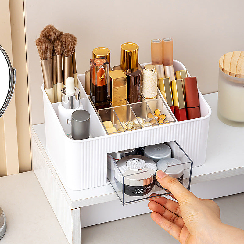 Desktop dresser storage box, grid lipstick makeup brush storage box, large capacity, high-end cosmetic storage box.