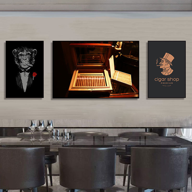 Cigar decorative painting bar clear bar hanging painting smoking retro coffee shop theme restaurant dining hotel box mural