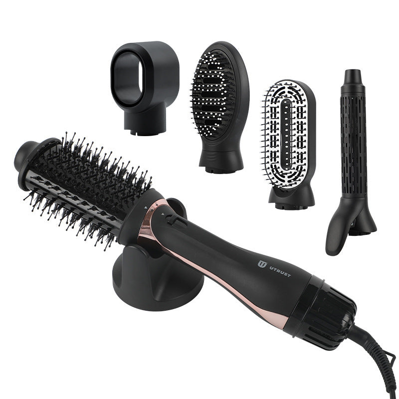 Cross-border 5-in-1 hot air comb Multifunctional curling comb Hair dryer Hair styling brush Negative ion optional curling iron