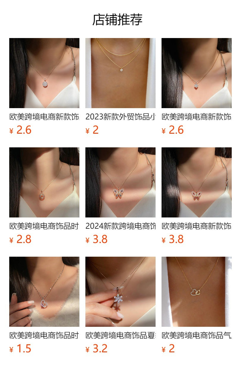 Sweater chain accessible luxury high-end wholesale european and american cross-border autumn and winter clavicle chain women's silver-plated double-layer accessories outfit necklace