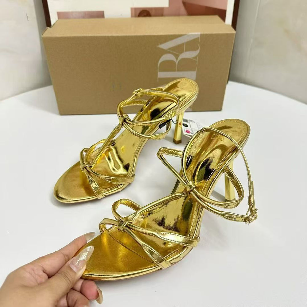 Za2025 autumn new bowknot open-toe high heel sandals - french chic, versatile sandals for women