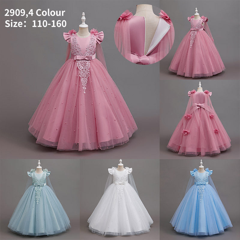 fashionable girl dress shawl elegant clothing girl dress kids princess dress new arrival