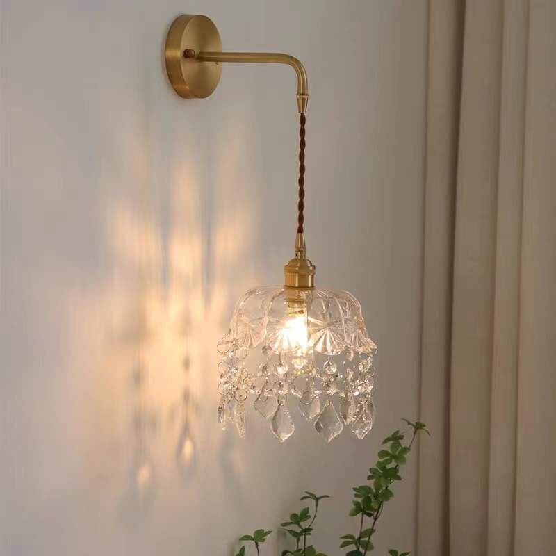 Wall lamp living room crystal wall lamp bedside lamp retroaccessible luxury crystal small chandelier aisle entrance french wall lamp casual