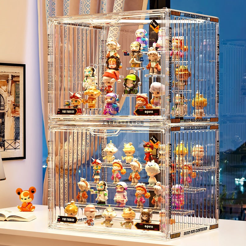 Blind box storage display stand transparent dust-proof figure storage box doll labubu POP MART model display cabinet