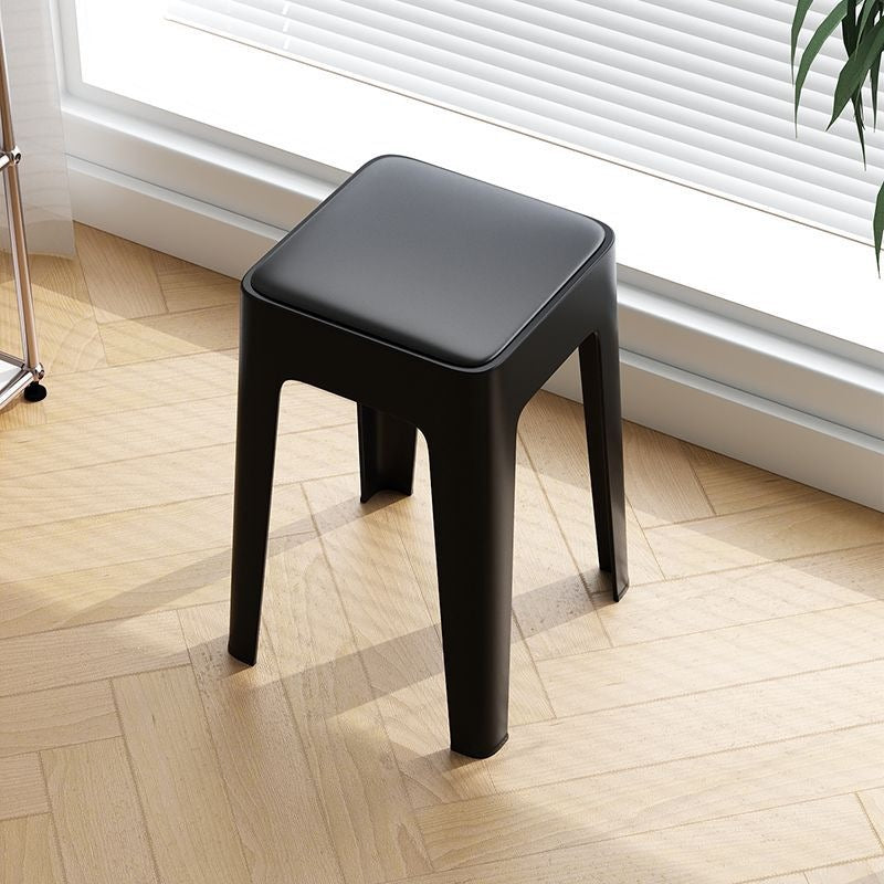 Thickened plastic stool for home use, extra thick, simple, stackable, comfortable for long periods of sitting, high stool, storage, pulley, living room