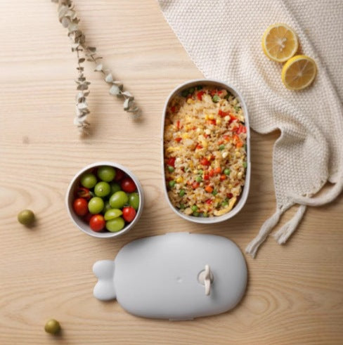 Wheat straw cartoon whale lunch box, office worker lunch box, student sealed and portable, with compartment and fixed lunch box.
