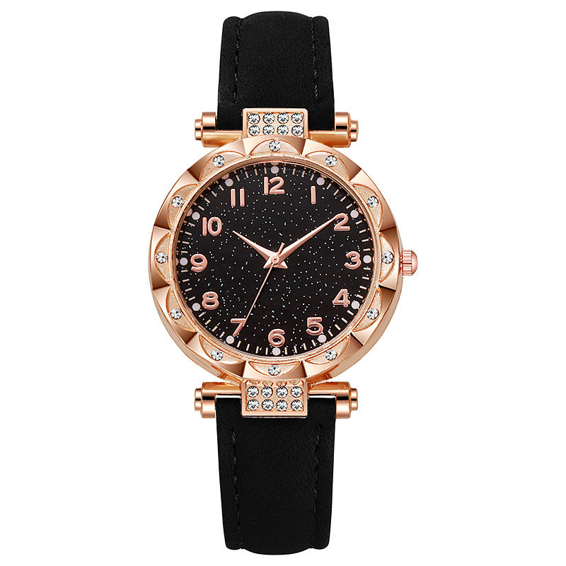 Women's faux leather strap digital luminous quartz watch - simple fashion wristwatch for students