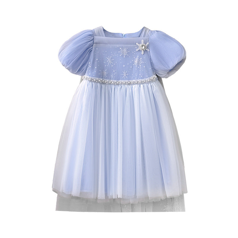 Girls' elsa princess dress - summer , ultra-fairy dress, frozen queen birthday gown