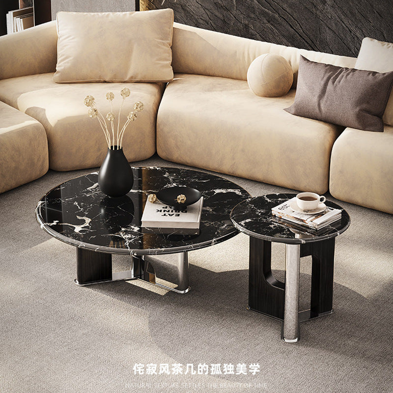 Ready-to-ship natural luxury stone coffee table - creative sofa table for living room, marble black rose ufo design, perfect for small spaces