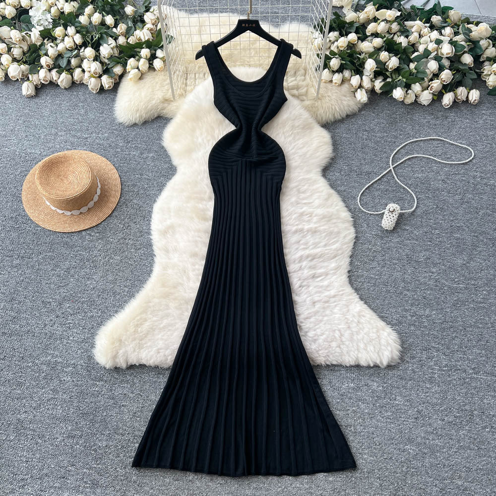 Accessible luxurynormcore styleclassy sense suspender knittingdress women's summer silmslimming look pure desire street hot girl long skirt
