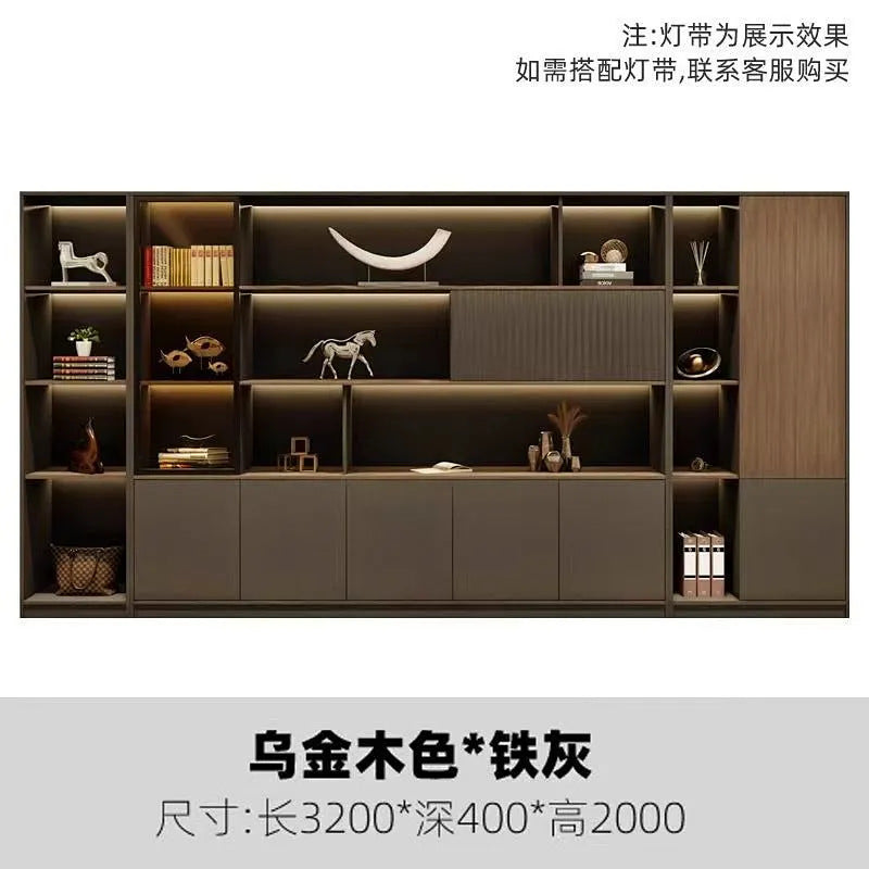 Office bookcase boss background cabinet file cabinet wooden information cabinet storage storage wall floor cabinet