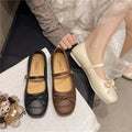 French chic elegant women's flats - 2026 new collection: soft, fairy-tale style mary janes with bow detail