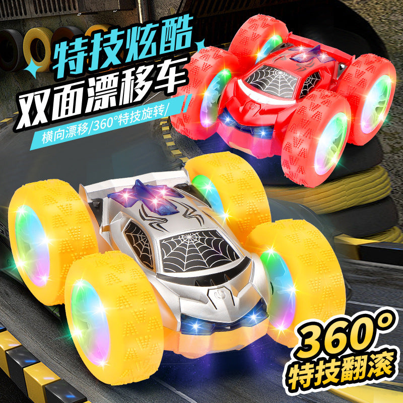 spider double-sided stunt drift car four-wheel drive off-road climbing light stunt rotate remote control car kids toy