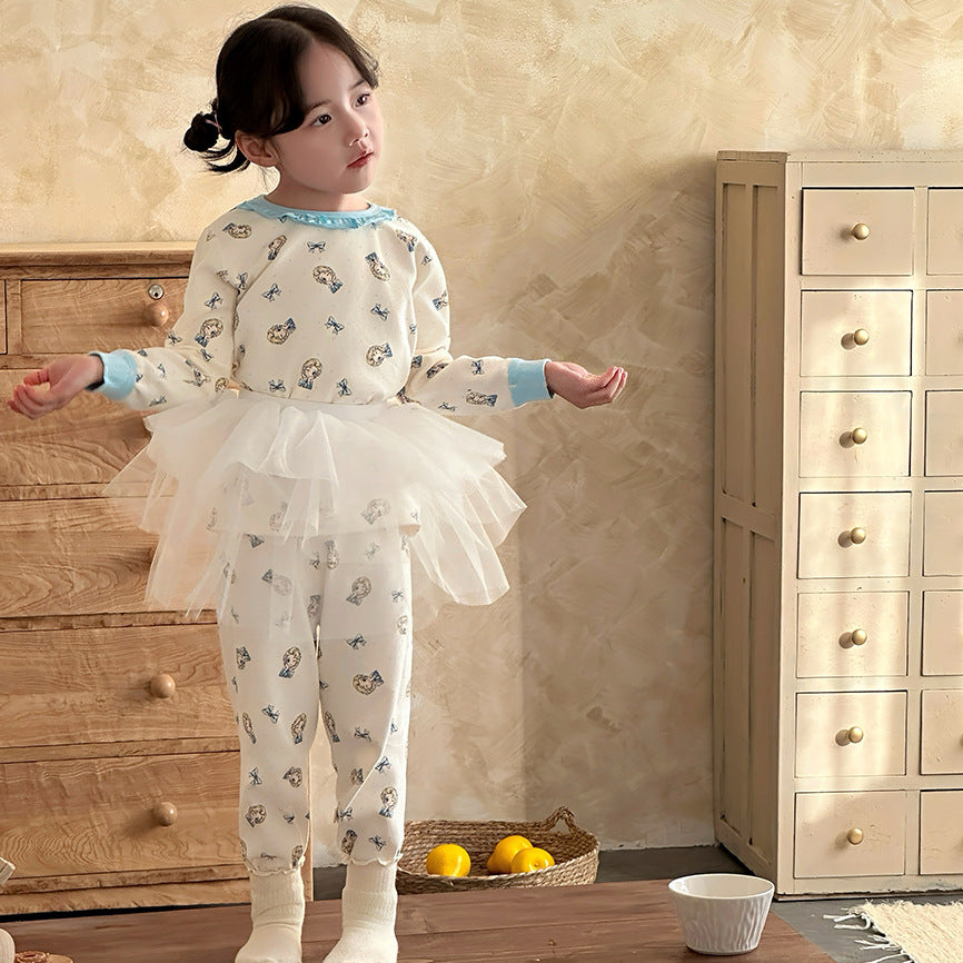 Kidsfall and winter shu velvet 320gthickenedpure cotton autumn clothes and long pants home clothes suit class a boneless baby suit clothes