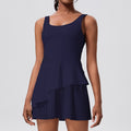 Outwear running butt lift one-piece tennis skirt outdoor with chest pad tight elastic slimming look sports dress for women yoga