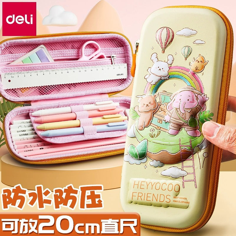 Deli Stationery Children's Student Pencil Bag Stationery Box Student Storage Bag Stationery Bag Large Capacity Cartoon Pencil Case