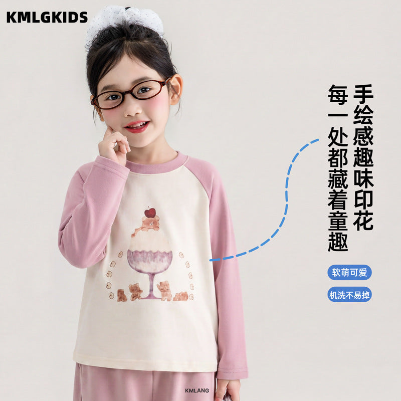 autumn new arrivals: korean style long-sleeve cartoon t-shirt for little girls - sweet and stylish base layer