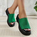 Source manufacturer fashion cross-border new arrival one-shaped wedge thick-soled slippers slippersexportplus size