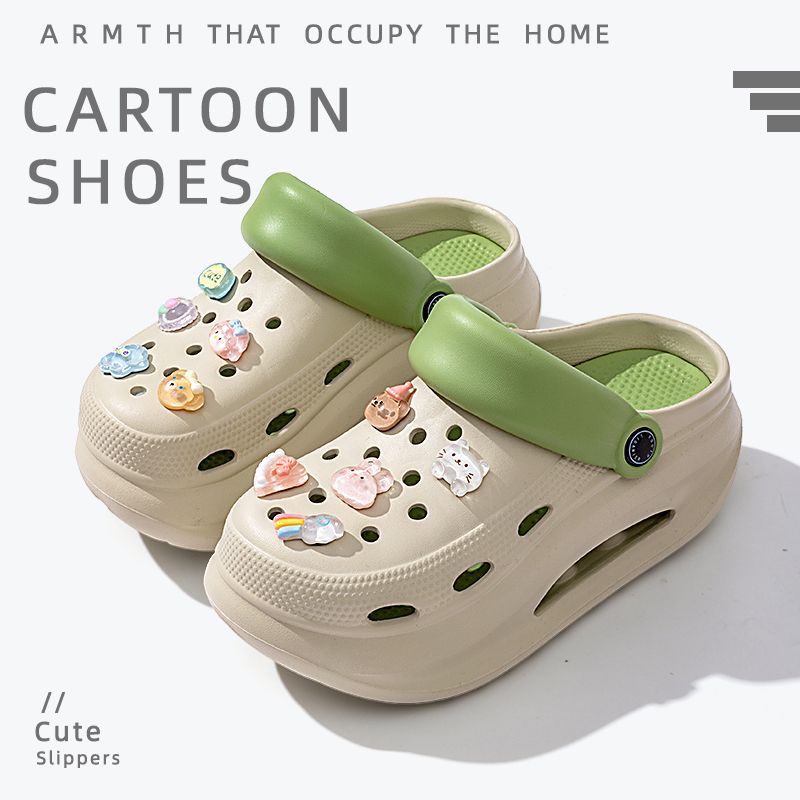 2025 new women's wedge platform clogs - summer outdoor wear, thick sole, two-wear style, chunky heel, non-slip beach sandals & slippers