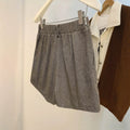 Exportfashion retro herringbone pattern high waist waist twill material side pocket easiest for match age-reducingshorts