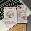 Pink deer heart bracket suitable for apple 17pro mobile phone case bunny iphone16/13 anti-fall protective cover