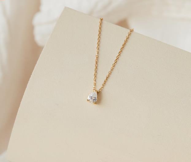 fashion teardrop diamond necklace, luxury copper diamond-set choker, water drop pendant, everyday versatile jewelry wholesale