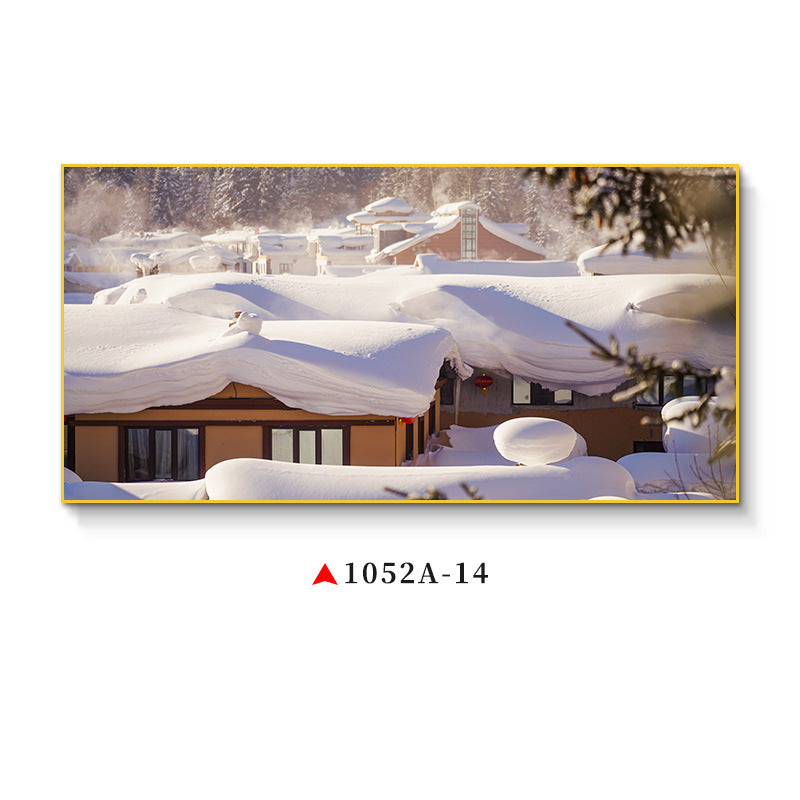 Northeast snow landscape decorative painting rural folk landscape wall painting iron pot stew restaurant farmyard light box hotel hanging painting