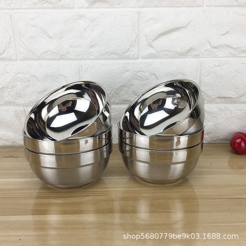 304 stainless steel bowl, platinum bowl, ramen bowl, children's insulated soup bowl, thickened soup bowl for school cafeterias