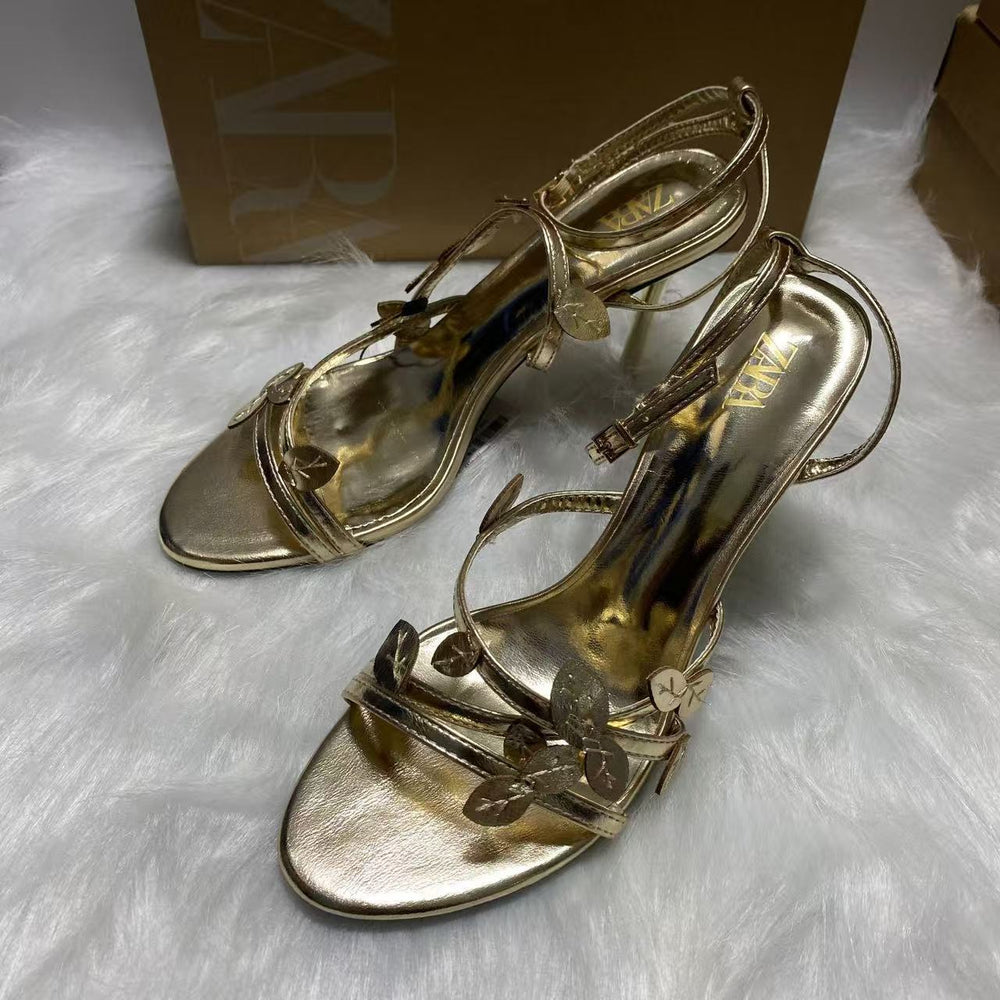 Za 2025 summer new arrival: ethereal fairy style bowknot high heel open-toe slingback sandals - artsy retro korean style