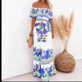 independent station new arrivalfashion spring summer one shoulder red flower printing long swing dress for women
