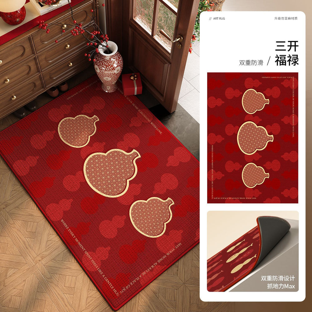 New year's festive doormat - home entrance mat, welcome mat, housewarming rug, red floor mat, 2026 new anti-slip mat