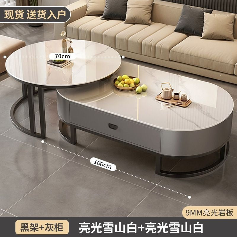 Rock slab coffee table living room for homeaccessible luxury modern tea table new arrival oval classy small apartment coffee table