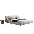 Puff bed - italian original, minimalist italian design, fully brushed velvet genuine leather fabric upholstered double bed for master bedroom