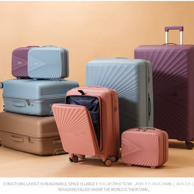 PP zipper box  set three sets of four trolley case sinking handle sinking lock color scheme explosion-proof rag factory wholesale