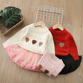 Kids' sweater  autumn/winter new collection tutu skirt set - baby girl knitted sweater & heart print princess dress set