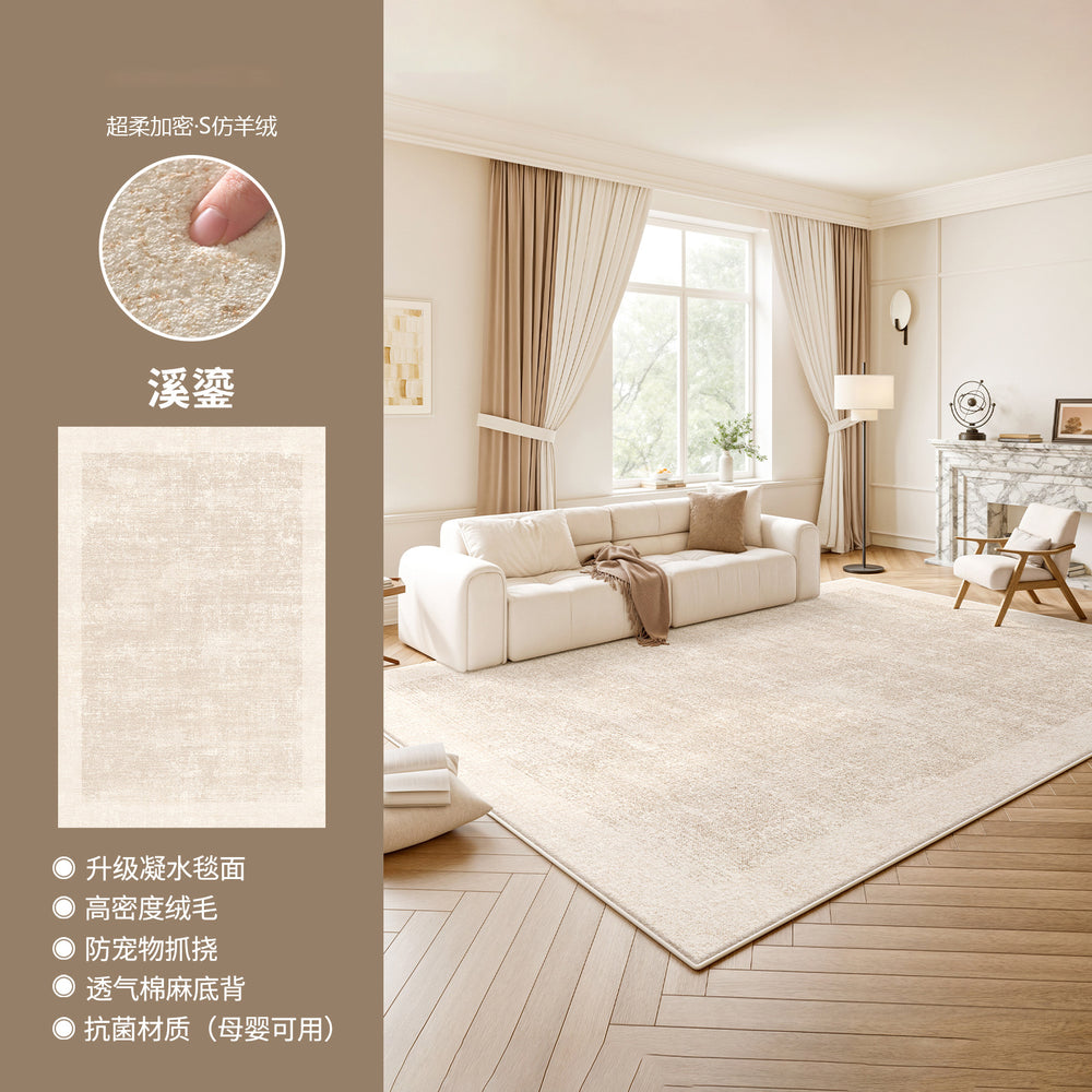 Creamy chic luxury waterproof & stain-resistant rug - new home collection, thickened, customizable, high-end area rug for living room, bedroom, or bedside