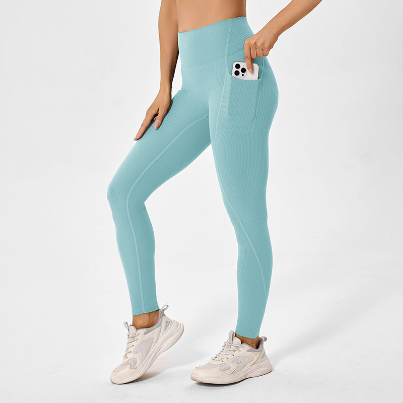 Jinke environmental-friendly renewable pitted fabric hip lifting and abdominal tightening peach yoga wear high waist sports fitness wear suit