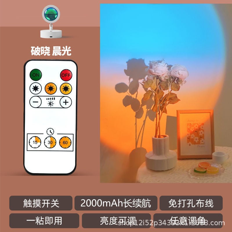 Popular wireless remote control charging sunset lamp sunset lamp wall lamp wiring-free atmosphere background wall decorative painting lamp