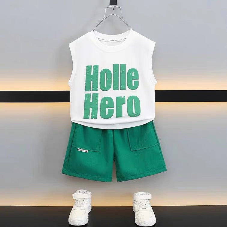 Boys' sleeveless summer outfit set -  new arrival - stylish boys' activewear for toddlers and young children - wholesale summer clothing
