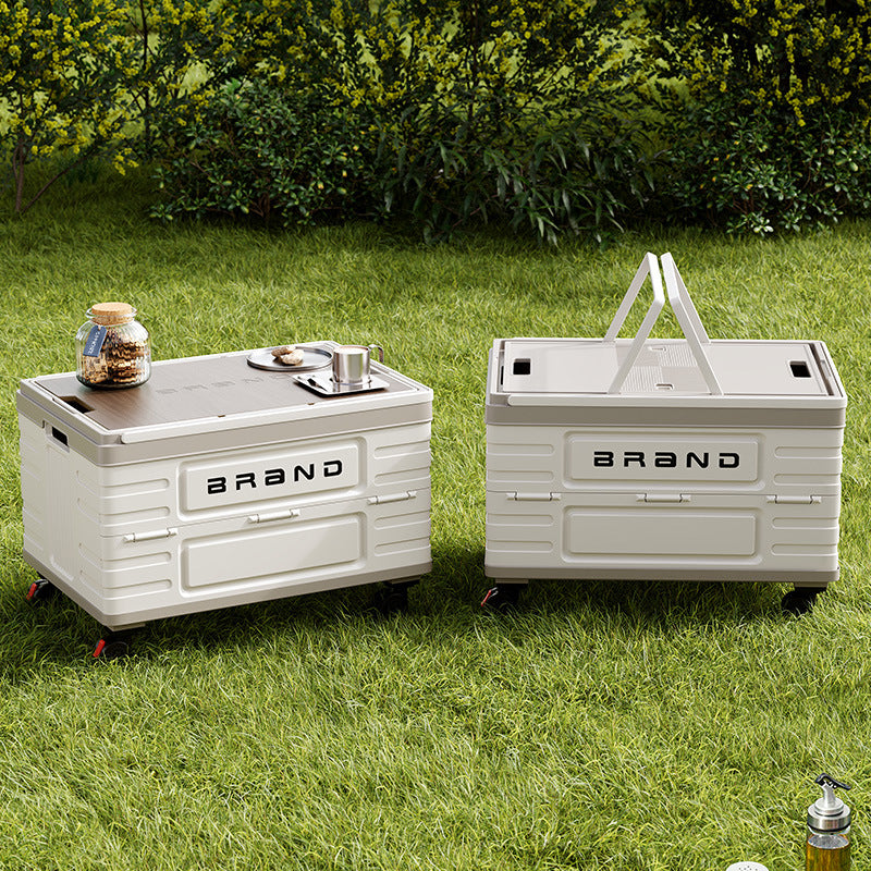 Outdoor camping storage box Folding box Camping finishing box Car trunk Storage box Wooden cover Clothes storage box