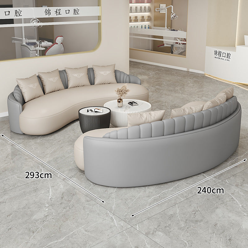 Cream style normcore slate leather corner table modern living room round small apartment size round coffee table sofa combination