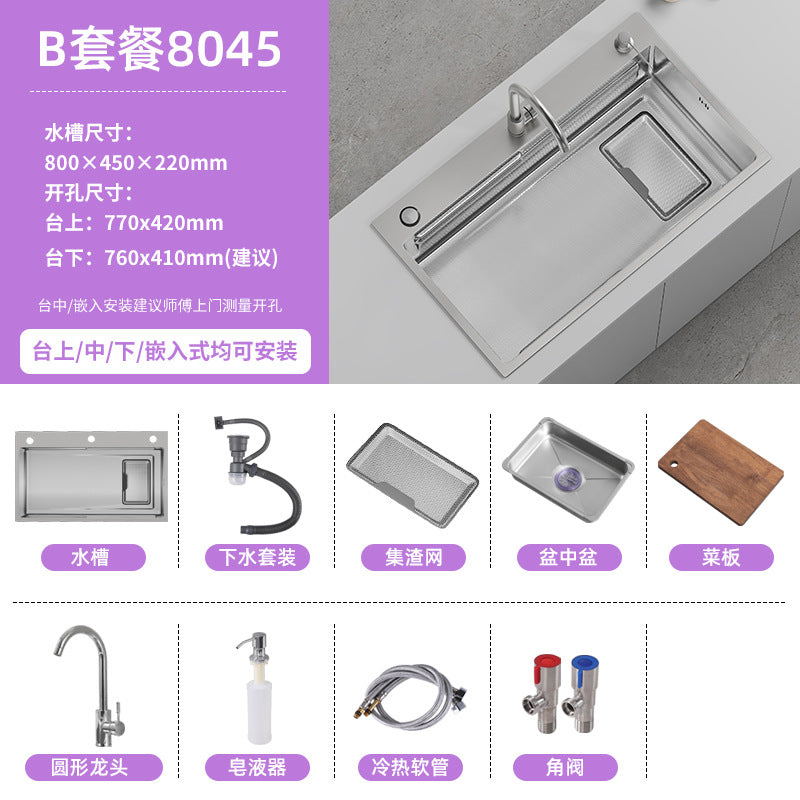 Double slag collection sink large single slot high quality stainless steel kitchen sink thickenedfor home dishwashing sink vegetable sink
